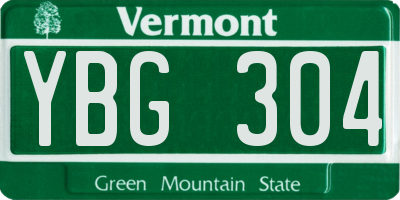 VT license plate YBG304