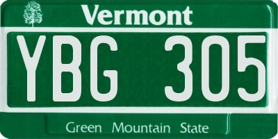 VT license plate YBG305