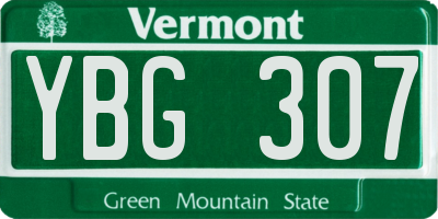 VT license plate YBG307
