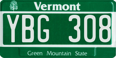 VT license plate YBG308