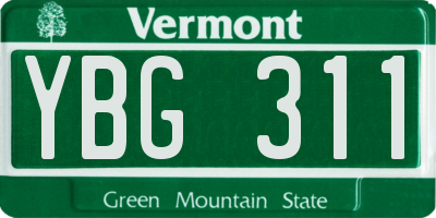 VT license plate YBG311