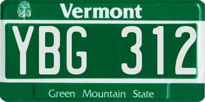 VT license plate YBG312