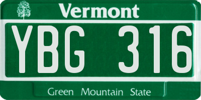 VT license plate YBG316