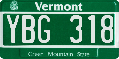 VT license plate YBG318
