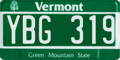 VT license plate YBG319