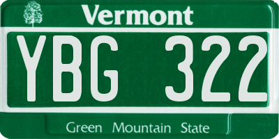 VT license plate YBG322