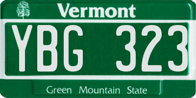 VT license plate YBG323