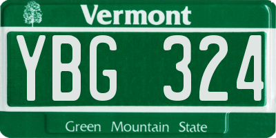 VT license plate YBG324