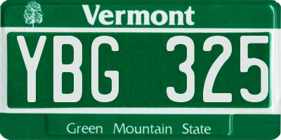 VT license plate YBG325