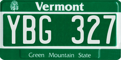 VT license plate YBG327