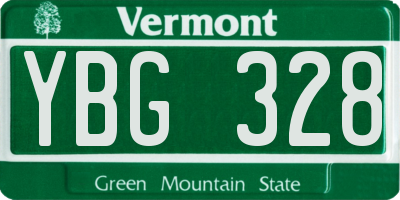 VT license plate YBG328
