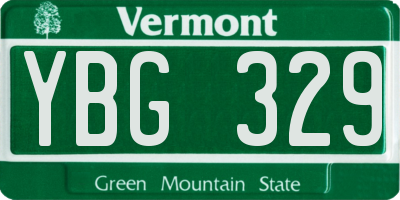 VT license plate YBG329