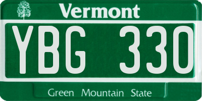 VT license plate YBG330