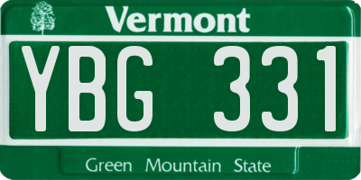 VT license plate YBG331