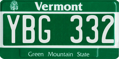 VT license plate YBG332