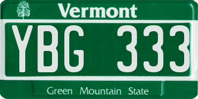 VT license plate YBG333