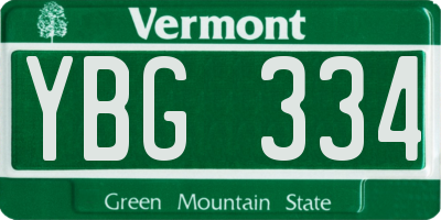VT license plate YBG334