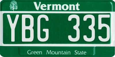 VT license plate YBG335