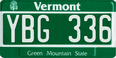 VT license plate YBG336
