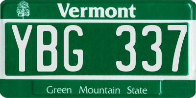VT license plate YBG337