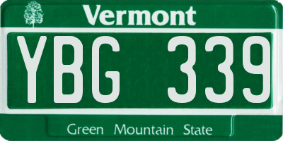 VT license plate YBG339