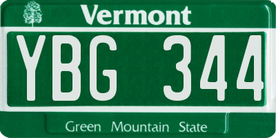 VT license plate YBG344