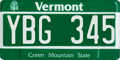 VT license plate YBG345