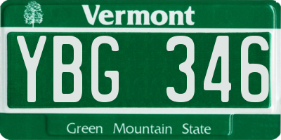 VT license plate YBG346