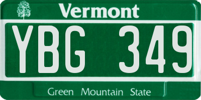 VT license plate YBG349