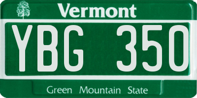 VT license plate YBG350