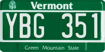 VT license plate YBG351