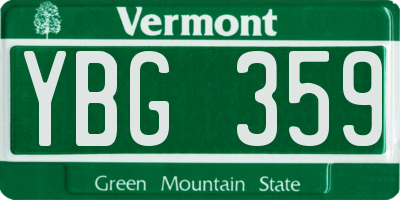 VT license plate YBG359