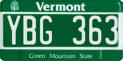 VT license plate YBG363