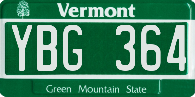 VT license plate YBG364