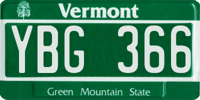 VT license plate YBG366