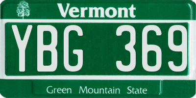 VT license plate YBG369