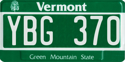 VT license plate YBG370