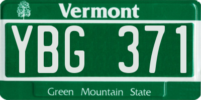 VT license plate YBG371