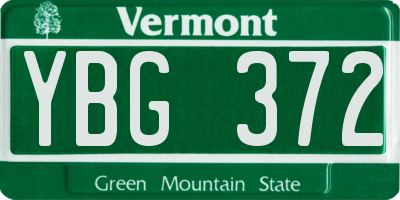 VT license plate YBG372