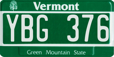 VT license plate YBG376