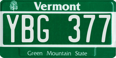 VT license plate YBG377