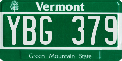 VT license plate YBG379