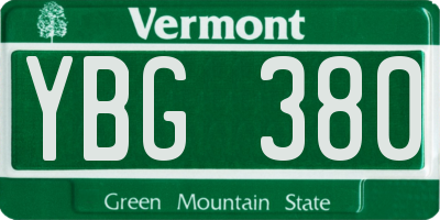 VT license plate YBG380