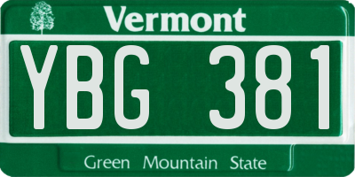 VT license plate YBG381
