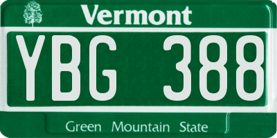 VT license plate YBG388