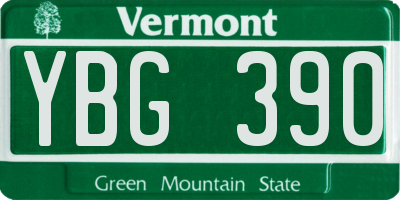 VT license plate YBG390