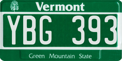 VT license plate YBG393