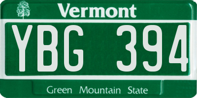 VT license plate YBG394