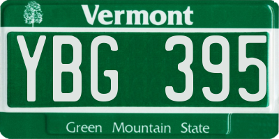 VT license plate YBG395