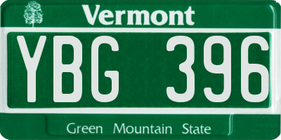 VT license plate YBG396